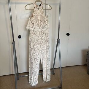 Lulu's White/Nude Floral Lace Women’s Small Jumpsuit- NWOT